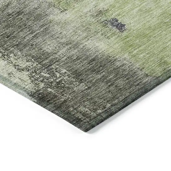 Fern Green Gray And Black Abstract Washable Indoor Outdoor Area Rug Photo 4