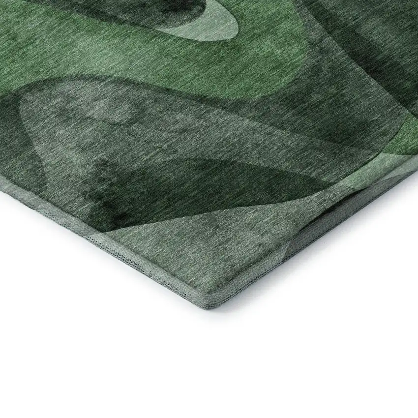 Fern Green Gray And Ivory Abstract Washable Area Rug With UV Protection Photo 8
