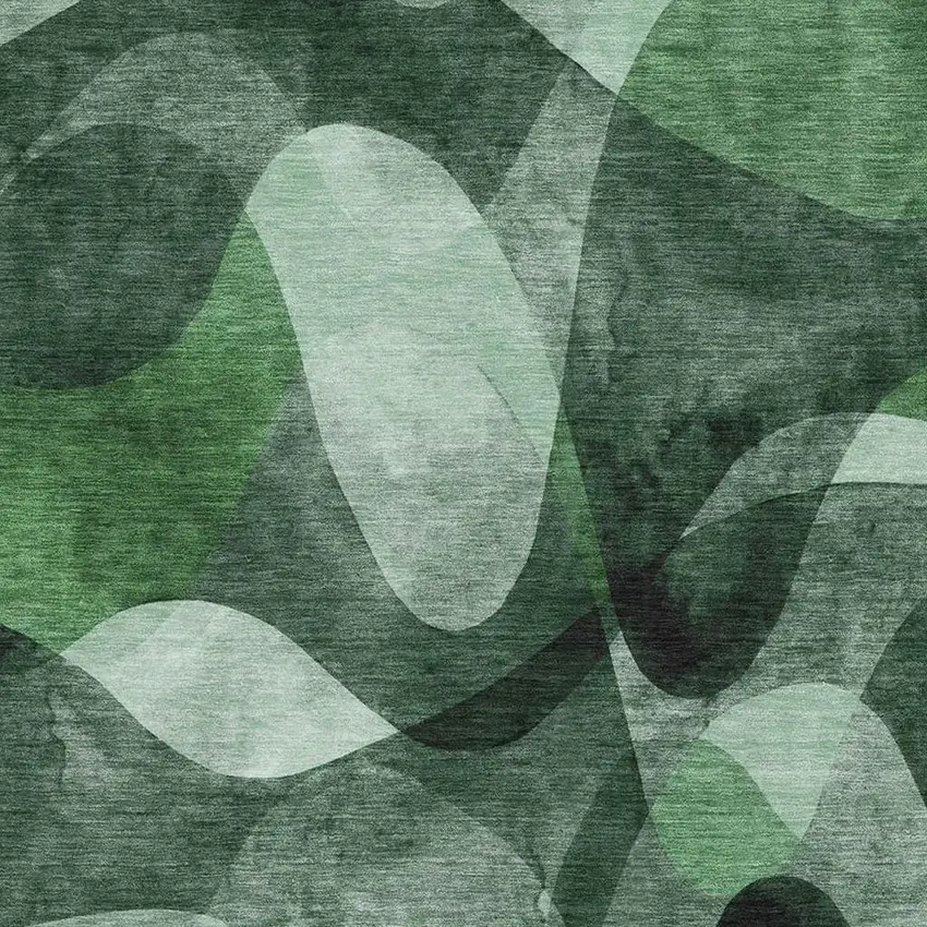 Fern Green Gray And Ivory Abstract Washable Area Rug With UV Protection Photo 3