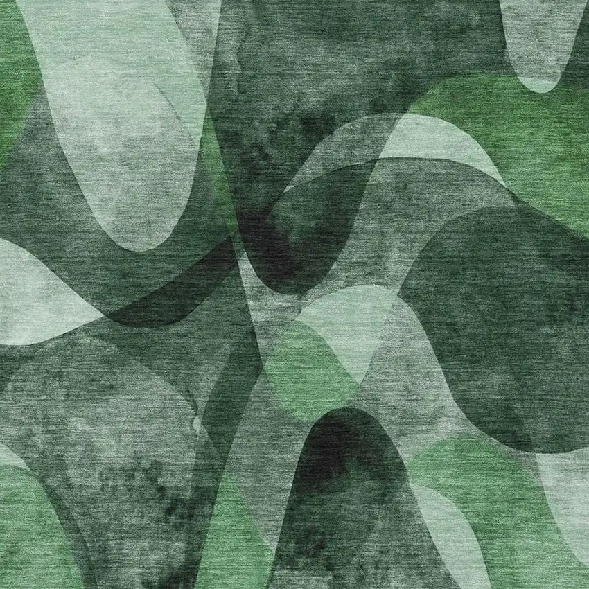 Fern Green Gray And Ivory Abstract Washable Area Rug With UV Protection Photo 3