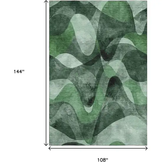 Fern Green Gray And Ivory Abstract Washable Area Rug With UV Protection Photo 3
