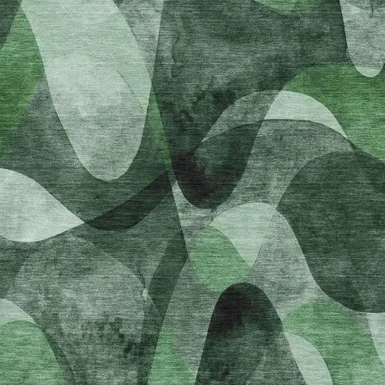 Fern Green Gray And Ivory Abstract Washable Area Rug With UV Protection Photo 3