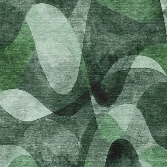 Fern Green Gray And Ivory Abstract Washable Area Rug With UV Protection Photo 3