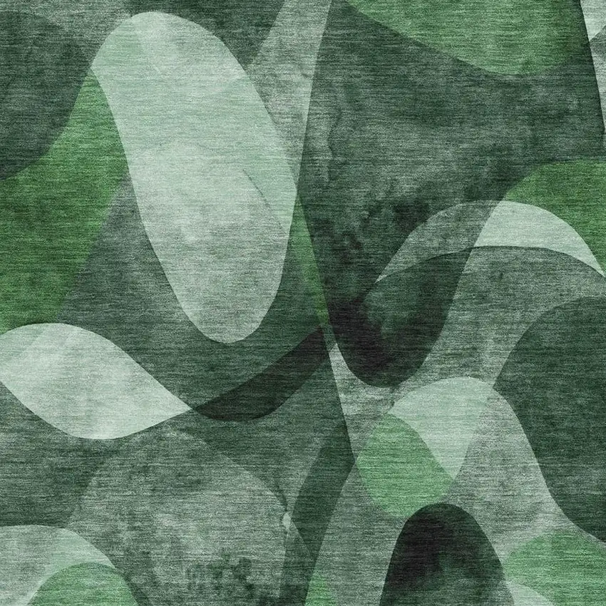 Fern Green Gray And Ivory Abstract Washable Area Rug With UV Protection Photo 3