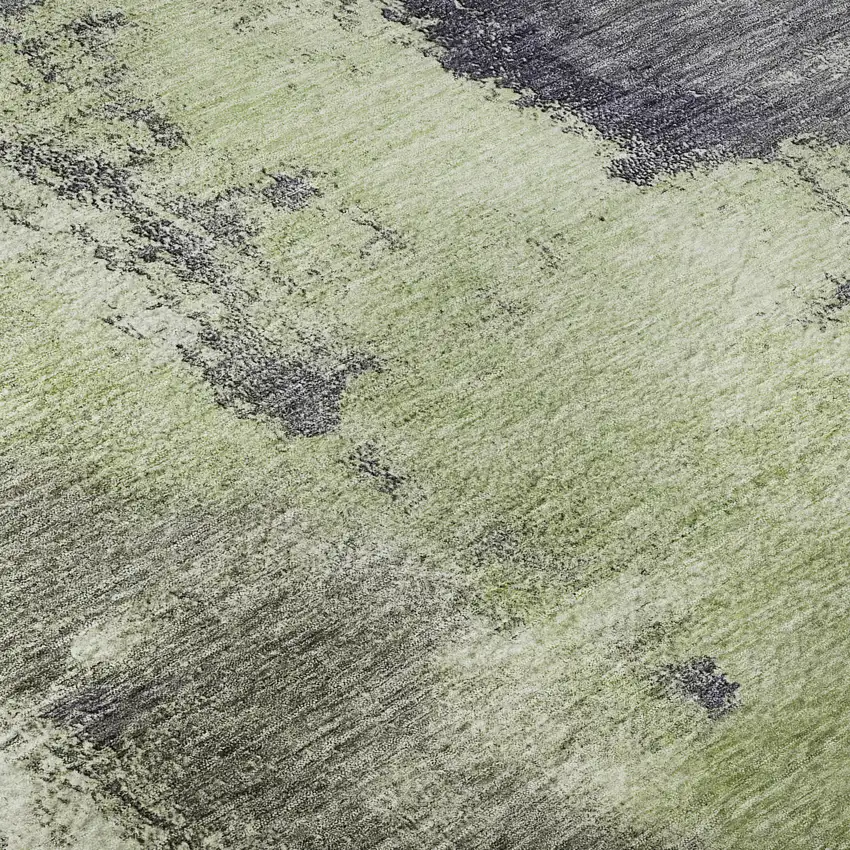 Fern Green Gray And Ivory Abstract Washable Area Rug With UV Protection Photo 8