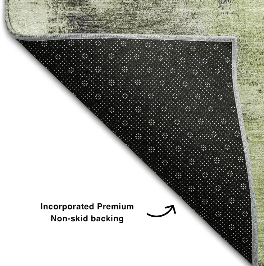 Fern Green Gray And Ivory Abstract Washable Area Rug With UV Protection Photo 5