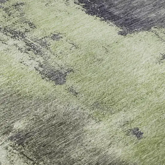Fern Green Gray And Ivory Abstract Washable Area Rug With UV Protection Photo 9