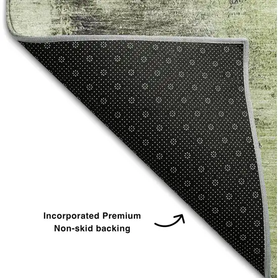 Fern Green Gray And Ivory Abstract Washable Area Rug With UV Protection Photo 6