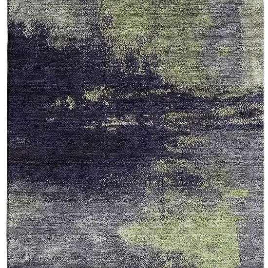 Fern Green Gray And Ivory Abstract Washable Area Rug With UV Protection Photo 4