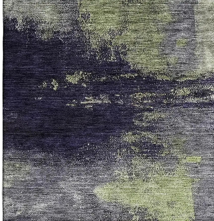 Fern Green Gray And Ivory Abstract Washable Area Rug With UV Protection Photo 2