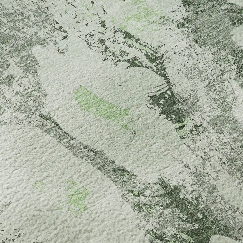 Fern Green Gray And Ivory Floral Washable Area Rug With UV Protection Photo 9