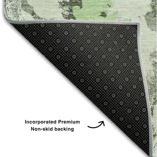 Fern Green Gray And Ivory Floral Washable Area Rug With UV Protection Photo 6