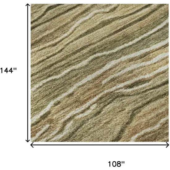 Fern Green Gray And Ivory Striped Washable Area Rug With UV Protection Photo 9