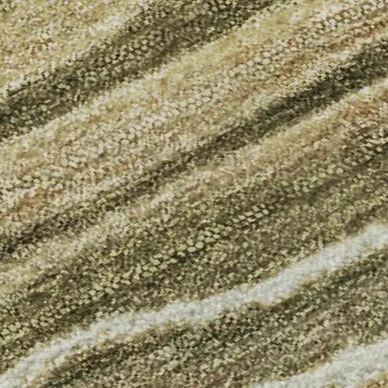 Fern Green Gray And Ivory Striped Washable Area Rug With UV Protection Photo 3