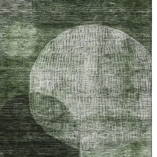 Fern Green Gray And Silver Geometric Washable Area Rug With UV Protection Photo 2