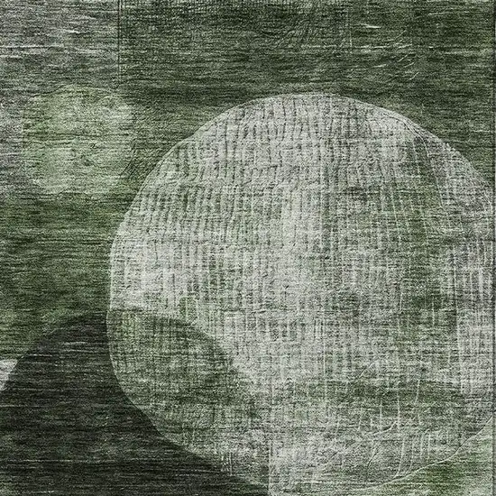 Fern Green Gray And Silver Geometric Washable Area Rug With UV Protection Photo 2