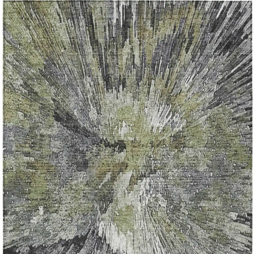 Fern Green Ivory And Gray Abstract Washable Indoor Outdoor Area Rug Photo 5