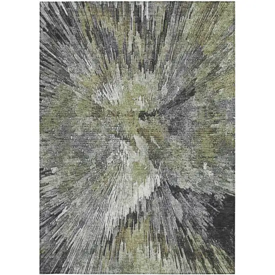 Fern Green Ivory And Gray Abstract Washable Indoor Outdoor Area Rug Photo 4