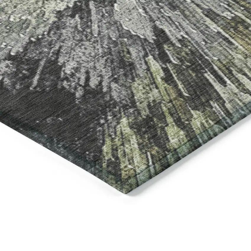 Fern Green Ivory And Gray Abstract Washable Indoor Outdoor Area Rug Photo 4