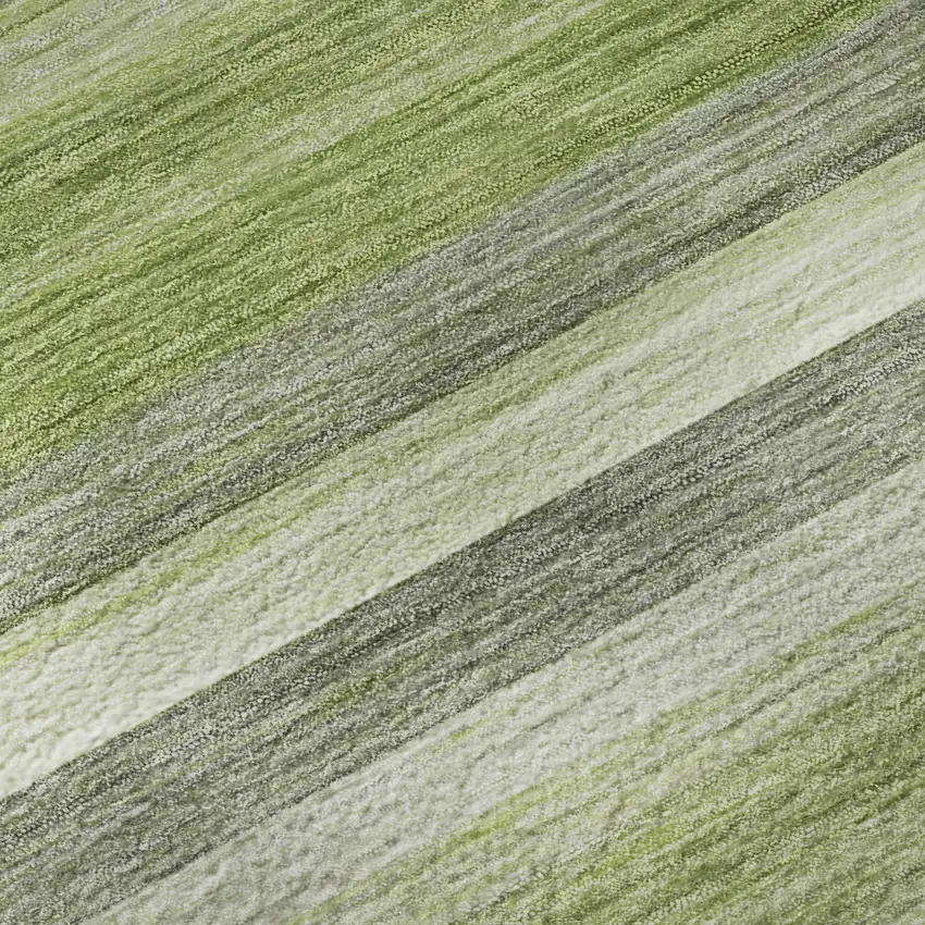 Fern Green Ivory And Gray Striped Washable Area Rug With UV Protection Photo 9