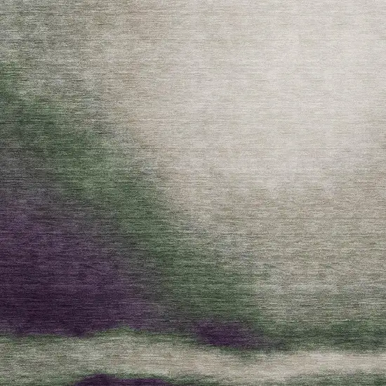 Fern Green Purple And Beige Abstract Washable Indoor Outdoor Area Rug Photo 2