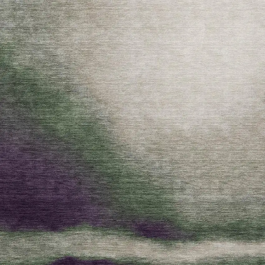 Fern Green Purple And Beige Abstract Washable Indoor Outdoor Area Rug Photo 2