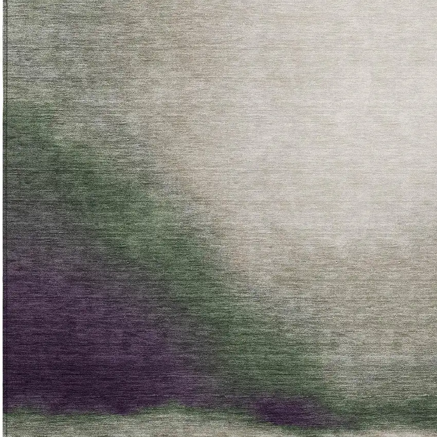 Fern Green Purple And Beige Abstract Washable Indoor Outdoor Area Rug Photo 2