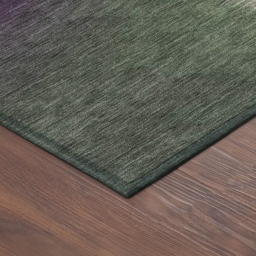 Fern Green Purple And Beige Abstract Washable Indoor Outdoor Area Rug Photo 5