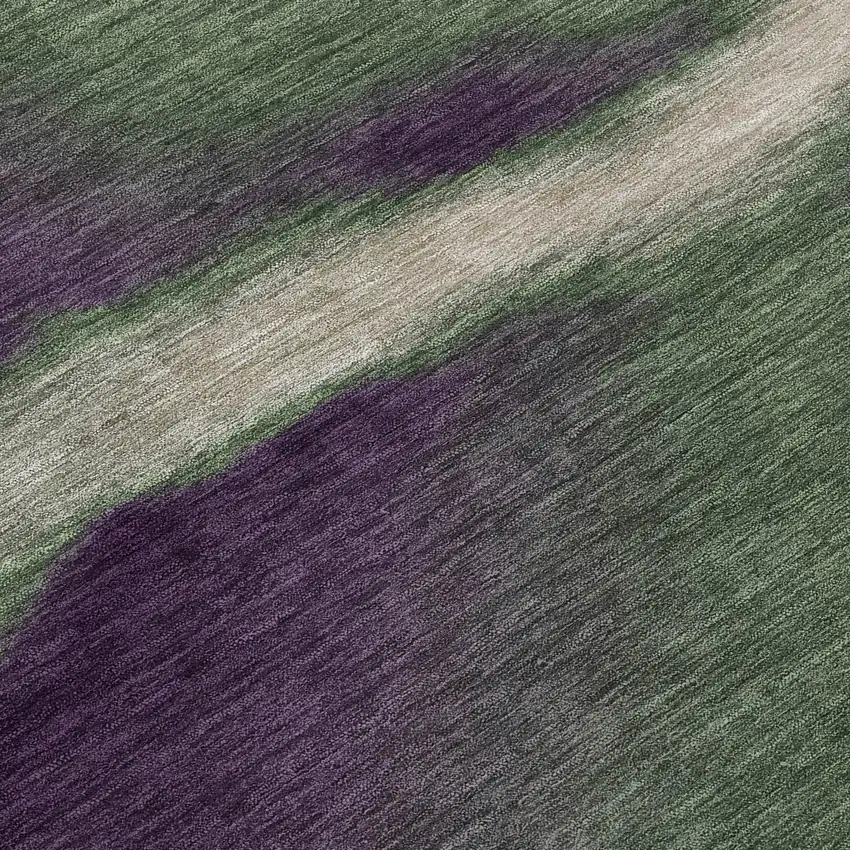 Fern Green Purple And Beige Abstract Washable Indoor Outdoor Area Rug Photo 6