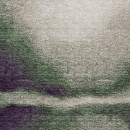 Fern Green Purple And Beige Abstract Washable Indoor Outdoor Area Rug Photo 2