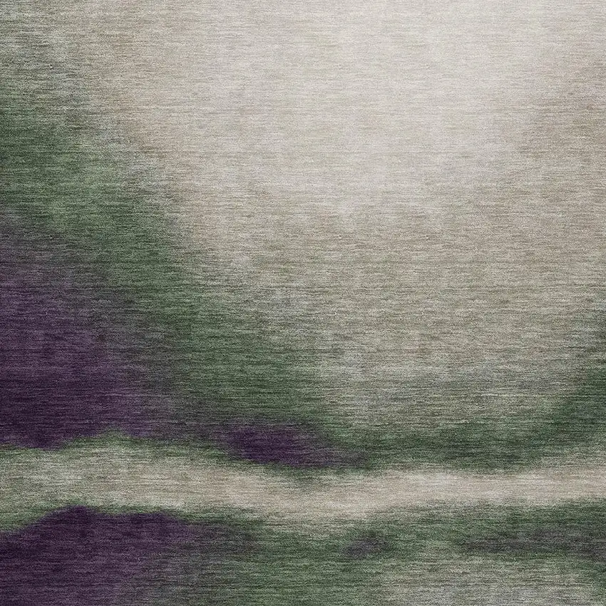 Fern Green Purple And Beige Abstract Washable Indoor Outdoor Area Rug Photo 2