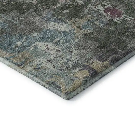 Fern Green Purple And Teal Damask Washable Area Rug With UV Protection Photo 7