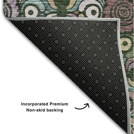 Fern Green Purple And Teal Medallion Washable Area Rug With UV Protection Photo 7