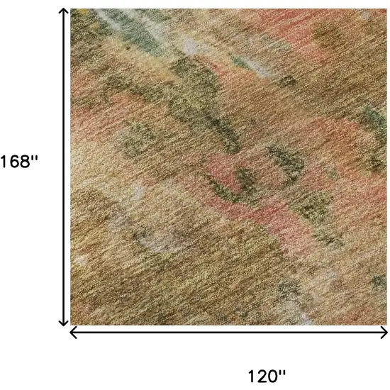 Fern Green Rust And Copper Abstract Washable Area Rug With UV Protection Photo 8