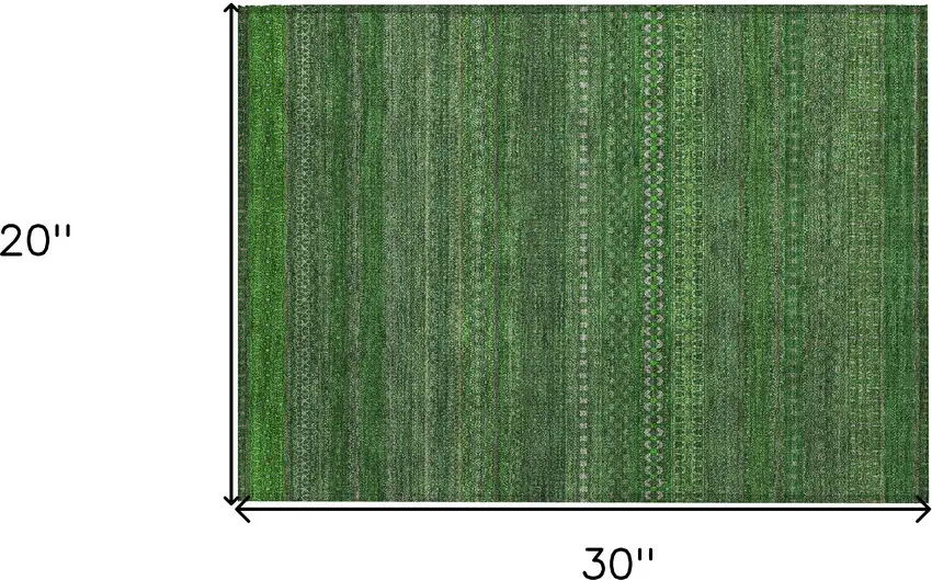 Fern Green Striped Washable Non Skid Indoor Outdoor Area Rug Photo 3
