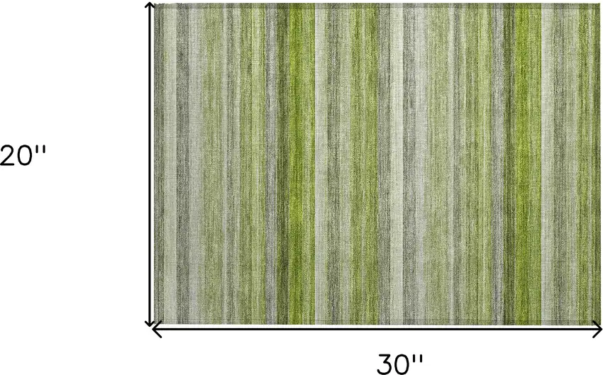 Fern Green Striped Washable Non Skid Indoor Outdoor Area Rug Photo 3