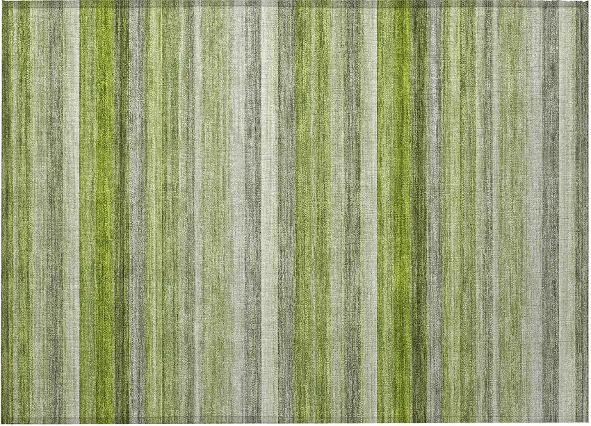 Fern Green Striped Washable Non Skid Indoor Outdoor Area Rug Photo 5