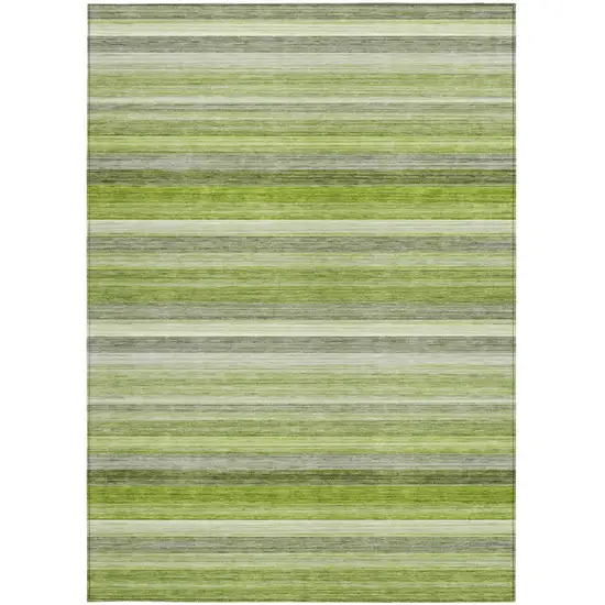 Fern Green Striped Washable Non Skid Indoor Outdoor Area Rug Photo 5