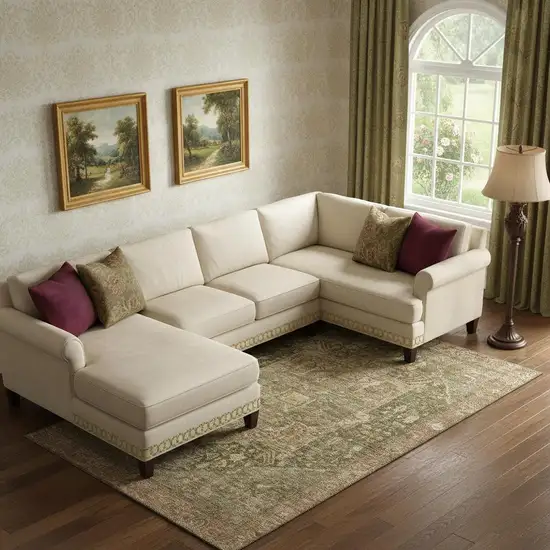 Fern Green Wheat And Copper Oriental Washable Area Rug With UV Protection Photo 2