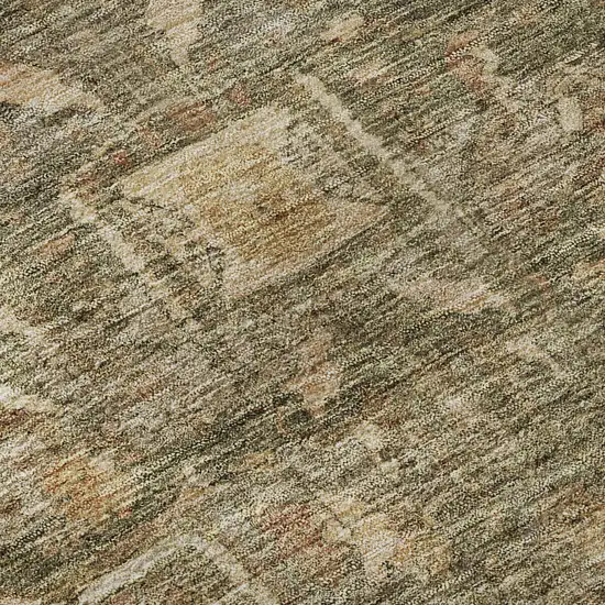 Fern Green Wheat And Copper Oriental Washable Area Rug With UV Protection Photo 9