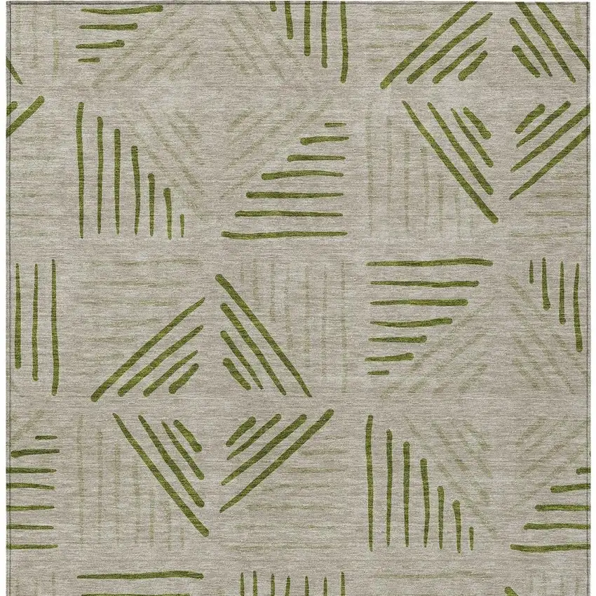 Flax And Sage Geometric Washable Indoor Outdoor Area Rug Photo 3