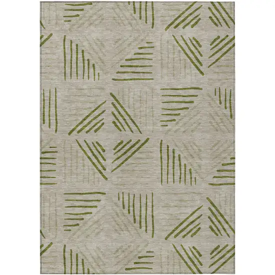 Flax And Sage Geometric Washable Indoor Outdoor Area Rug Photo 1