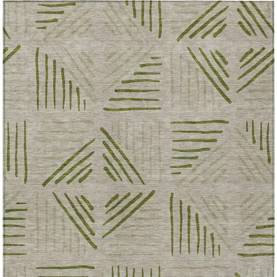 Flax And Sage Geometric Washable Indoor Outdoor Area Rug Photo 2