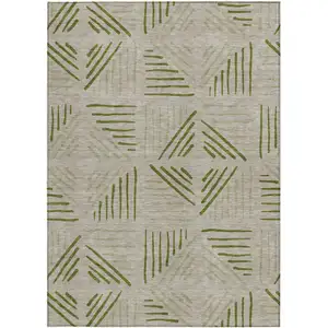 Photo of Flax And Sage Geometric Washable Indoor Outdoor Area Rug