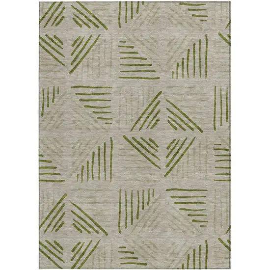 Flax And Sage Geometric Washable Indoor Outdoor Area Rug Photo 3
