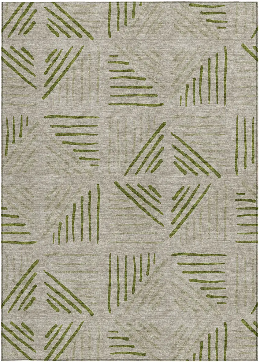 Flax And Sage Geometric Washable Indoor Outdoor Area Rug Photo 3