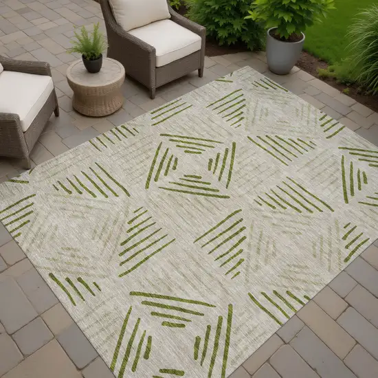 Flax And Sage Geometric Washable Indoor Outdoor Area Rug Photo 7