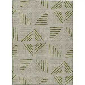 Photo of Flax And Sage Geometric Washable Indoor Outdoor Area Rug