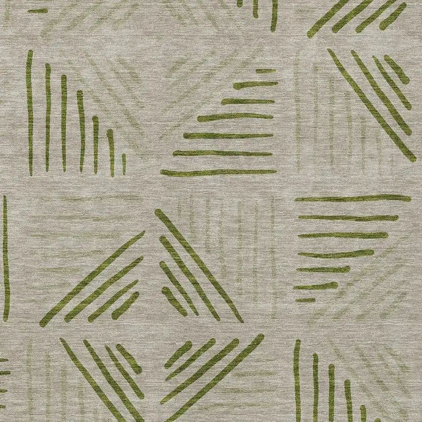 Flax And Sage Geometric Washable Indoor Outdoor Area Rug Photo 2