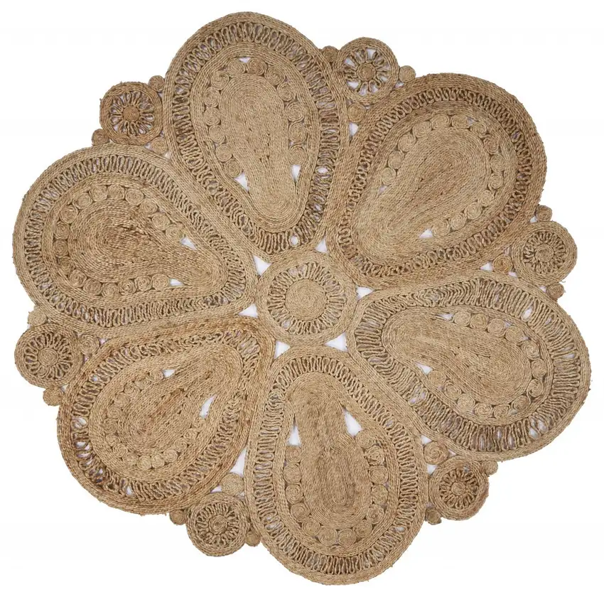 Floral Doily Natural Jute Area Rug Photo 9